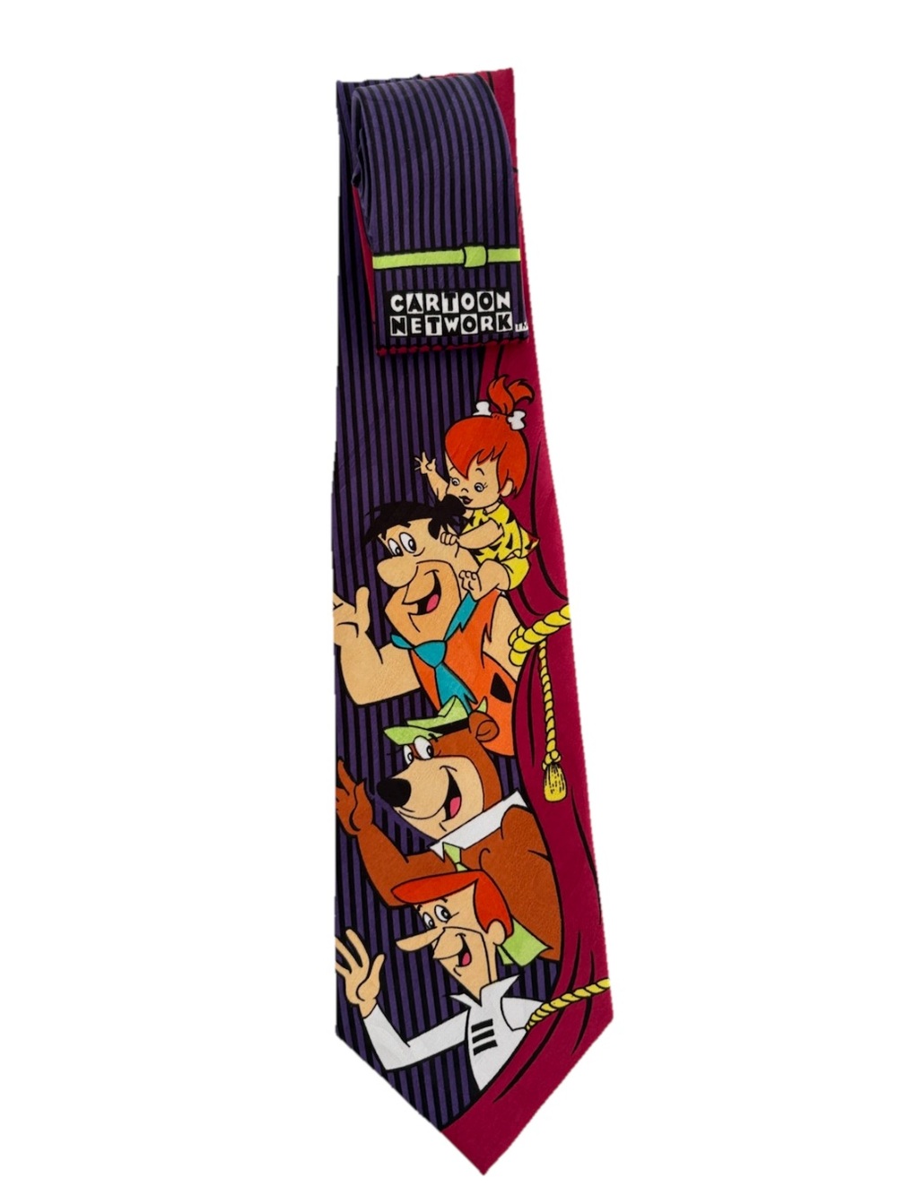 Cartoon Network Purple & Burgundy Flintstones Yogi Bear Jetson Character Tie